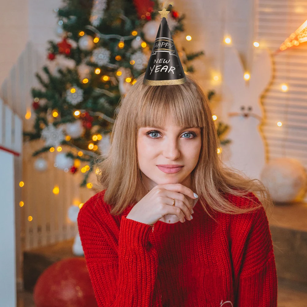 

12pcs New Year Hats Cone Paper Party Hats for Adults 2024 Supplies Light Compact Comfortable