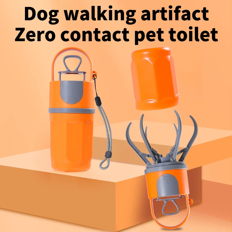 Hygienic No Touch Dog Poop Pickup Tool, Foldable Pet Toilet with Six Claw Design, Built-in Bags, Lightweight for Travel &Walking