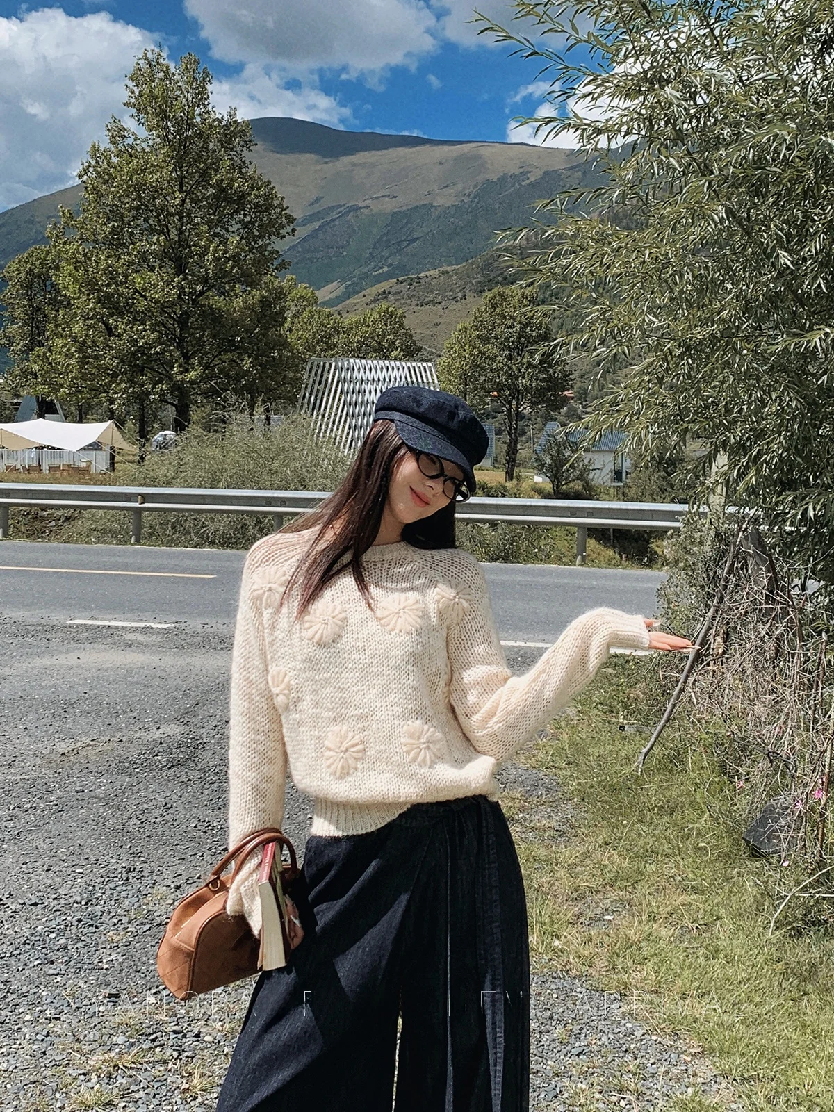 

Yang Bubble Nectarine Suower Thi Needle Women's Knitwear round Ne Soft Plump Autumn Winter New Sle Commute Sle Str...