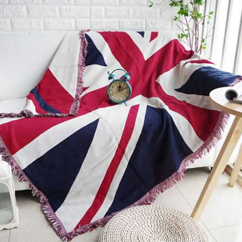 

Knitted Throws Sofa Blanket 130x180cm British Flag Design Couch Chair Table Cover Floor Carpet Bed spread Warm Quilt Home Decor