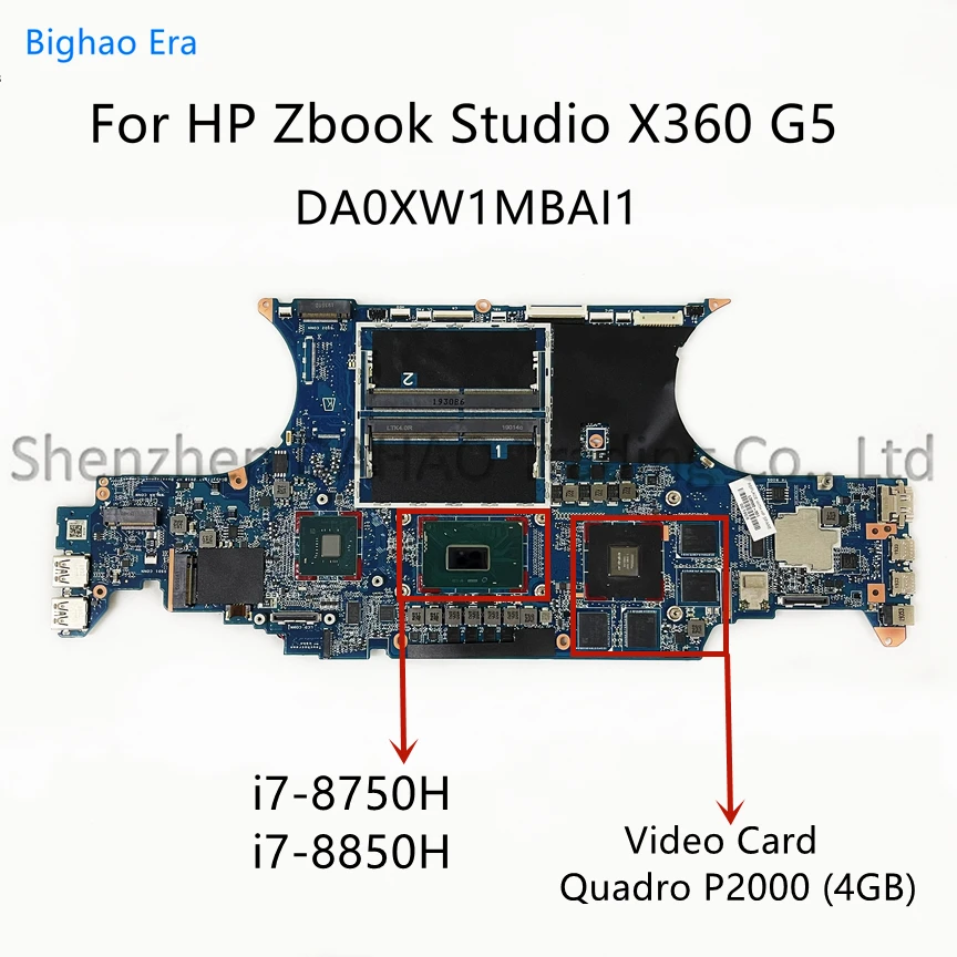 

DA0XW1MBAI1 For HP Zbook Studio X360 G5 Laptop Motherboard With Intel i5/i7 CPU Quadro P1000/P2000 4GB-GPU L49202-601 L33161-601