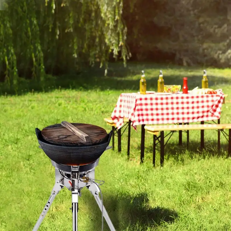 Imagem -02 - Portátil e Dobrável Camping Fogão Queimador Dual Head Burner Windproof Burner Fogão a Gás Butano Ferramentas de Cozinha ao ar Livre Brs69