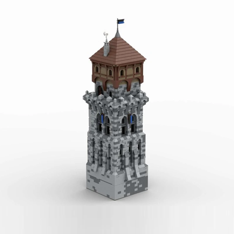 Medieval Castle Model MOC Building Bricks Castle Big Front Tower Modular Technology Children Holiday Gifts Assemble Toys Suit