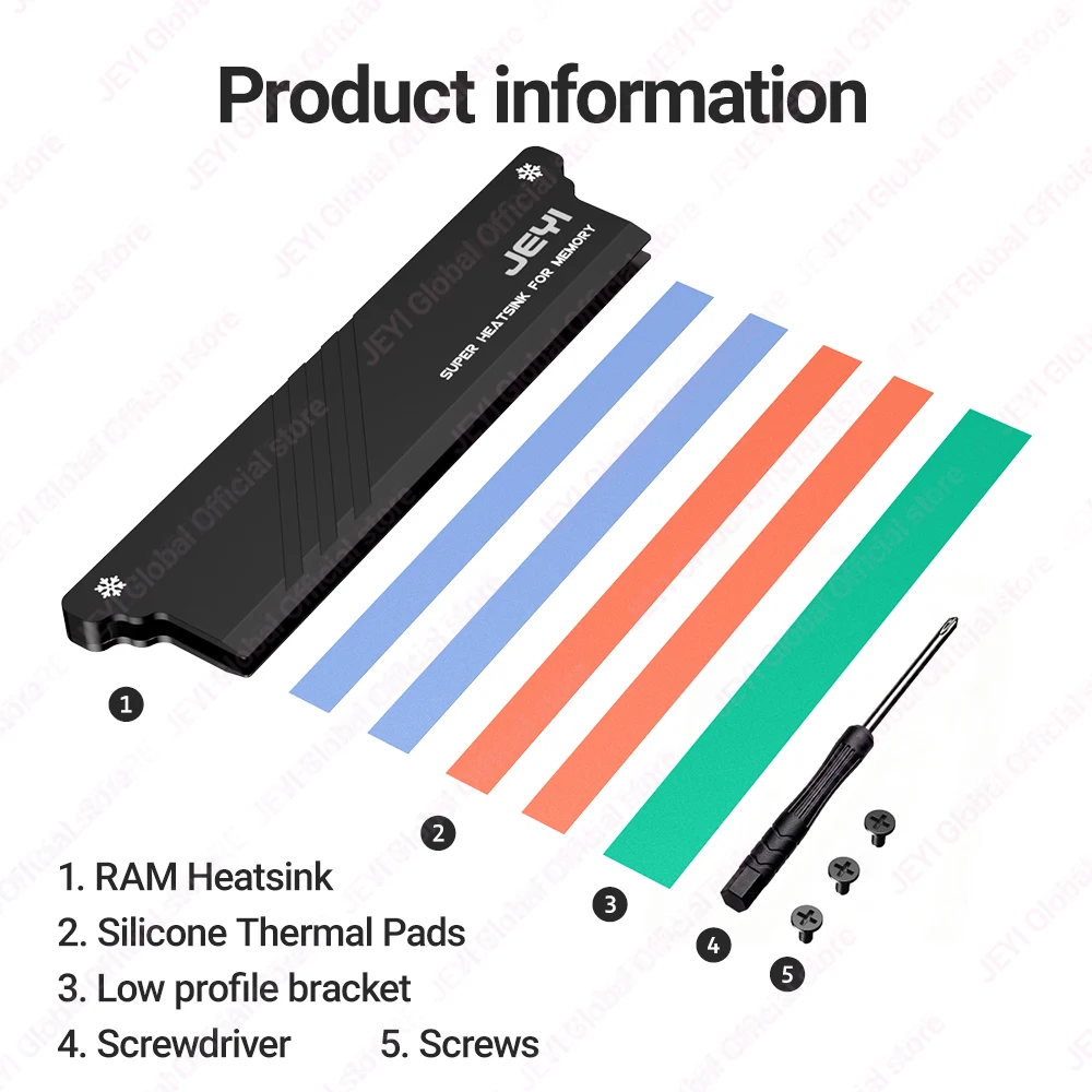 JEYI Fai da Te Memoria RAM Dissipatore di Calore con Cuscinetti Termici, Desktop RAM di Raffreddamento DDR Radiazioni Dissipare per PC DDR2/DDR3/DDR4/DDR5