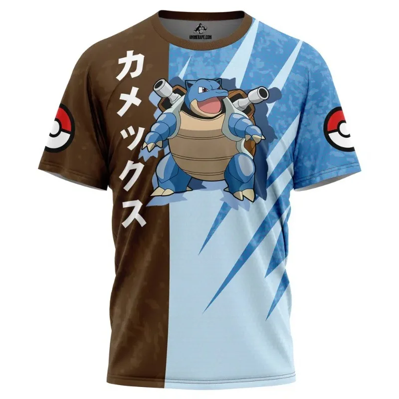 Conjunto de Camiseta de Manga Corta Azul de la Serie Anime One Piece Pokémon para Hombre y Mujer, Verano 2026, Conjunto Deportivo de Moda