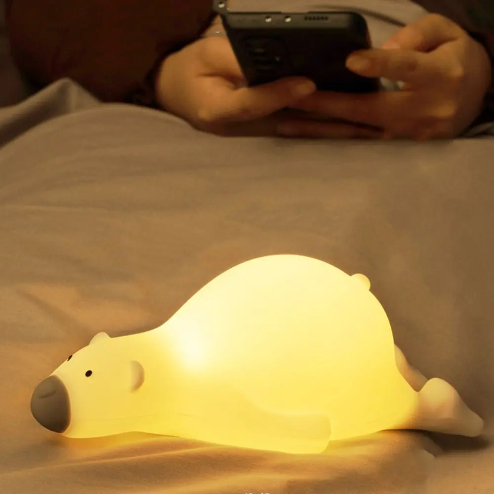 ซิลิโคนโกหกหมี Touch Night Light 3 ระดับ Dimming น่ารักโคมไฟนอน USB ชาร์จการ์ตูนไฟข้างเตียงเดสก์ท็อป