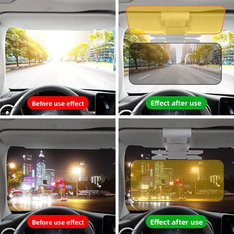 Car Sun Visor,UV Blocking Blocker Polarized Sunshade,2 In 1 Day and Night HD Vision Safety Driving Sun Shade,For Most Car Models