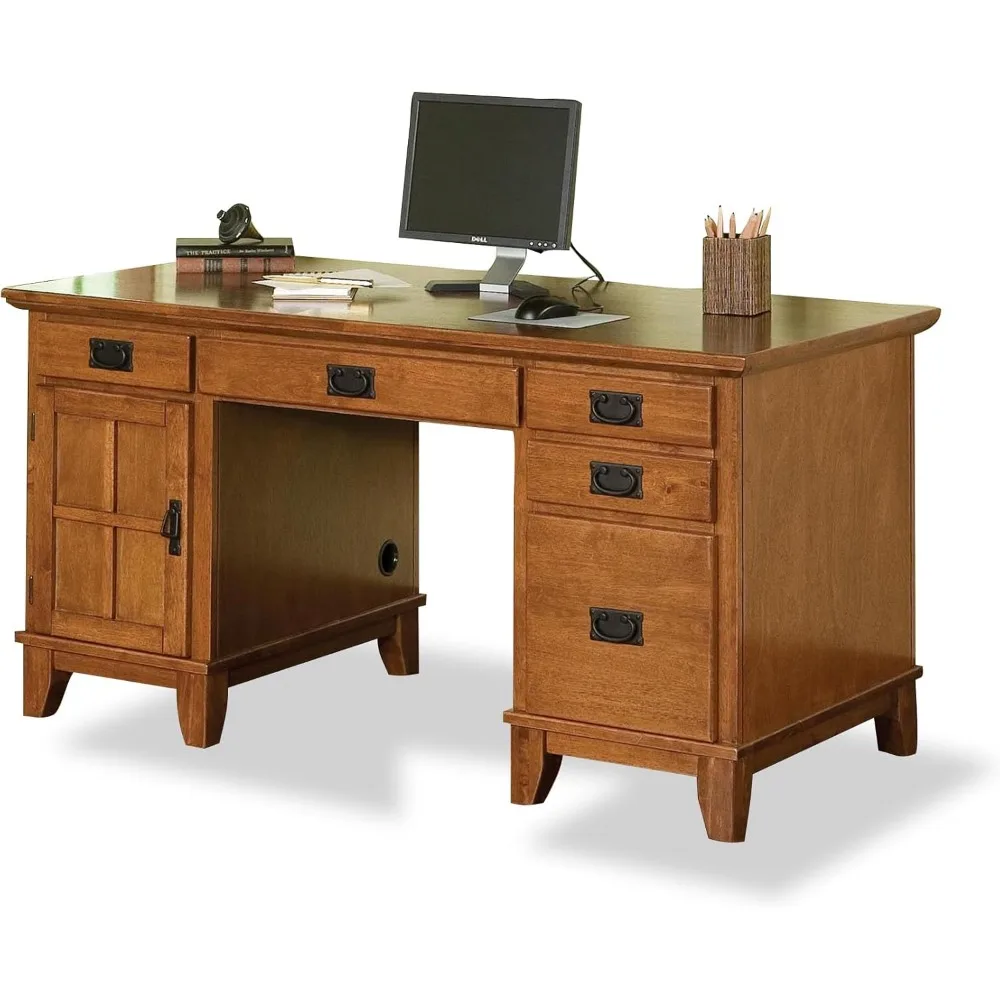 Home Styles Arts and Crafts Cottage Oak Double Pedestal Desk by Home Styles