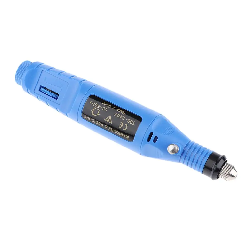 Nail Art Bohrer-Behandlungen-Set, Maschine, elektrische Feilenpuffer-Bits, Acryl, Maniküre, Pediküre, Hände und Nägel, Reparatur, US-Stecker – Blau