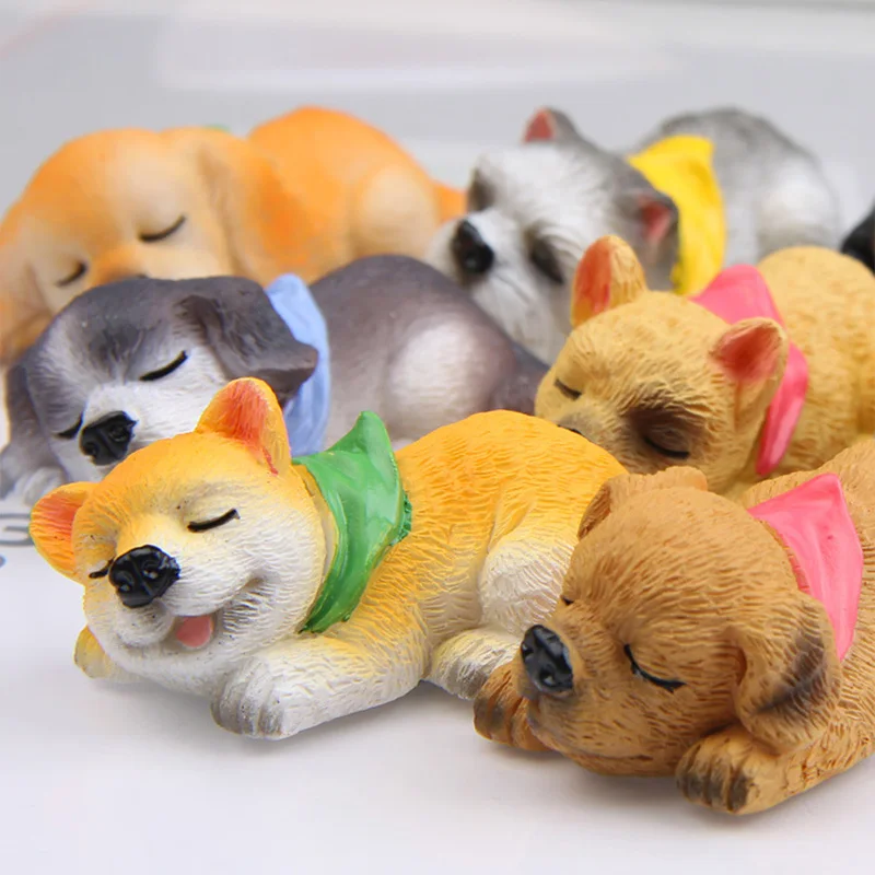 1pc Sleeping Dogs Shiba Inu Golden Retriever Refrigerator Magnet Sticker Mini Figures Toys Landscape Decoration Model for Kids