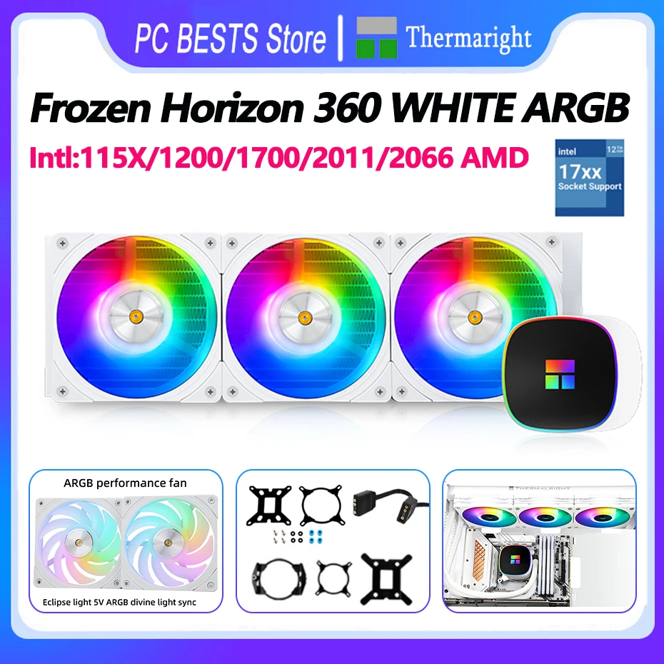 Thermalright Frozen Horizon 360 WHITE ARGB Frozen Yajing Integrated Water Cooling Radiator CPU Radiator Intel115X 1200 1700 2011