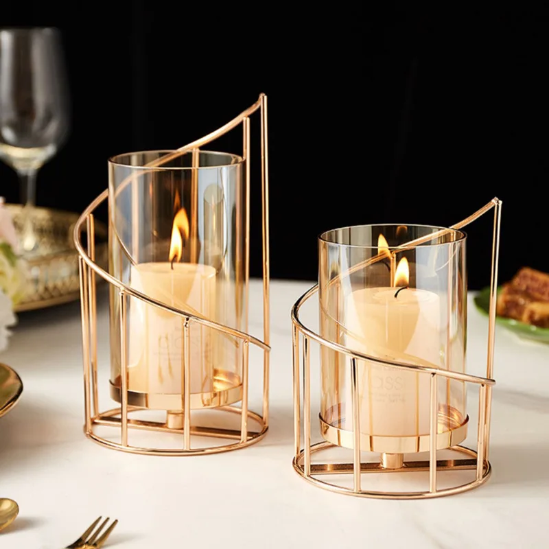 Metal Candle Holder Wedding Festival Home Decoration Bar Dinner Romantic Atmosphere Gold Candlestick