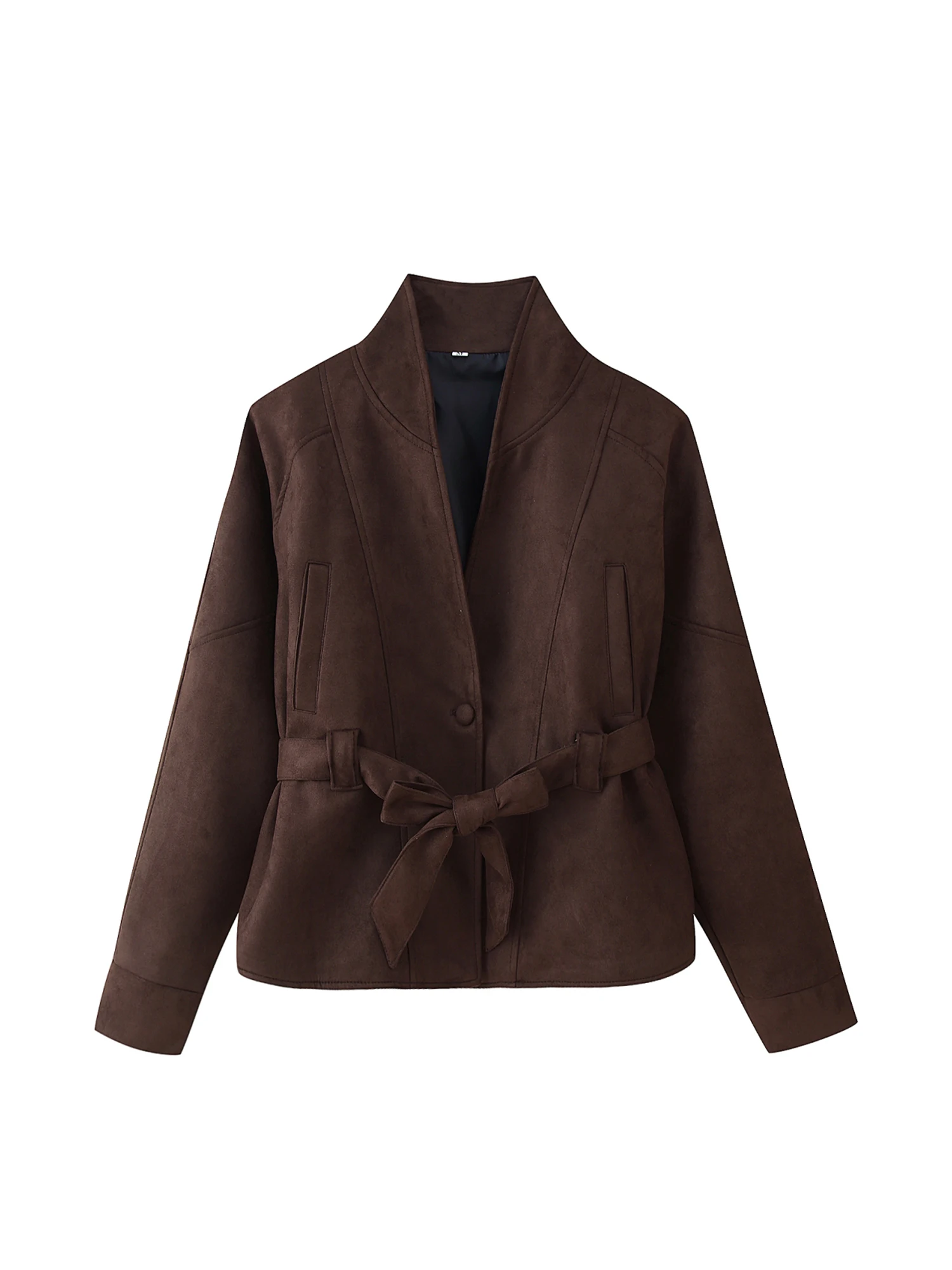 

Women's Dark Brown Autumn Suede Jacket Coat Harajuku Long Sleeve Jacket 2000s Vintage Streetwear Outerwear Autumn Winter Clothes