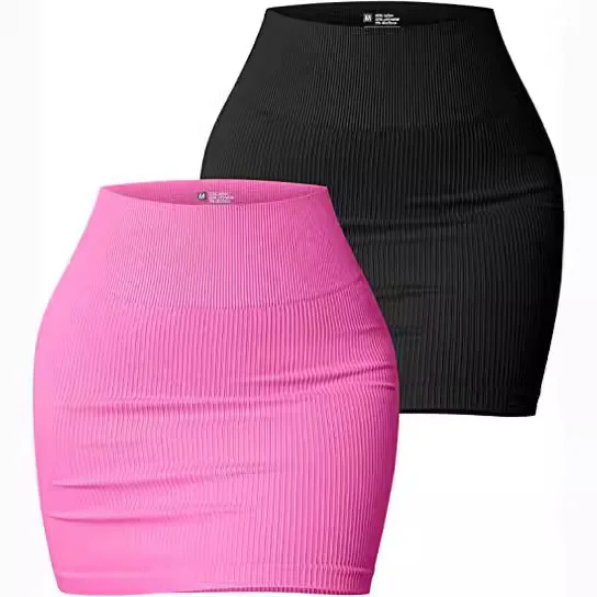 

Sexy Hot Girl Package Hip Mini Skirt Women Basic Pit Rib Slim High Waist Short Skirts Streetwear Fashion Solid Color Lady Skirts