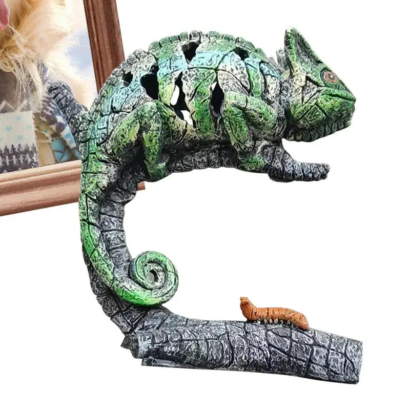 Resin Chameleon Elephant Statue Cracked Animal Sculpture Figurine Art Crafts Ornament For Home Bedroom Desktop Decoration