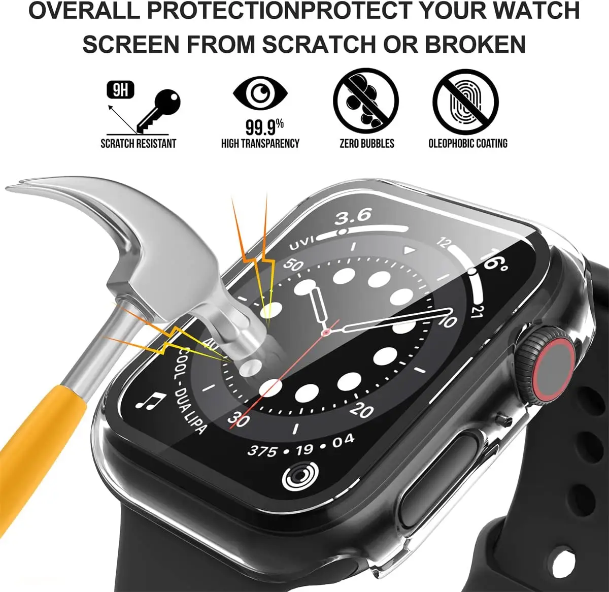 Glass+Cover For Apple Watch case Ultra 9 8 7 6 SE 5 Accessorie Screen Protector iWatch series 49mm 44mm 40mm 45mm 41mm 42mm 38mm