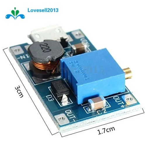 for Replace XL6009 2A Max DC-DC Step Up Power Module MT3608 Micro USB 2-24V To 28V Adjustable Booster For Arduino