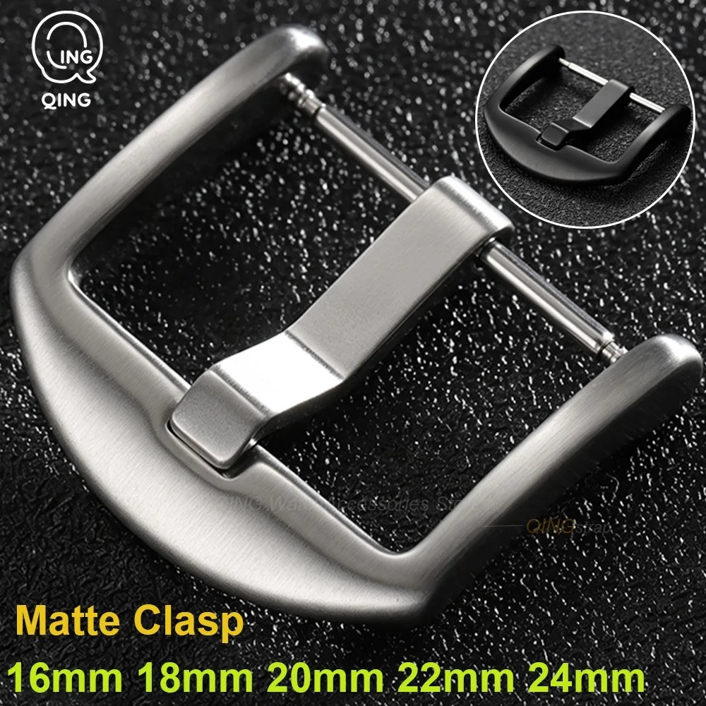 16mm 18mm 20mm 22mm 24mm Stainless Steel Matte Watches Buckles Accessories Matte Pin Clasp Watch Straps Silver Black Watch Clasp