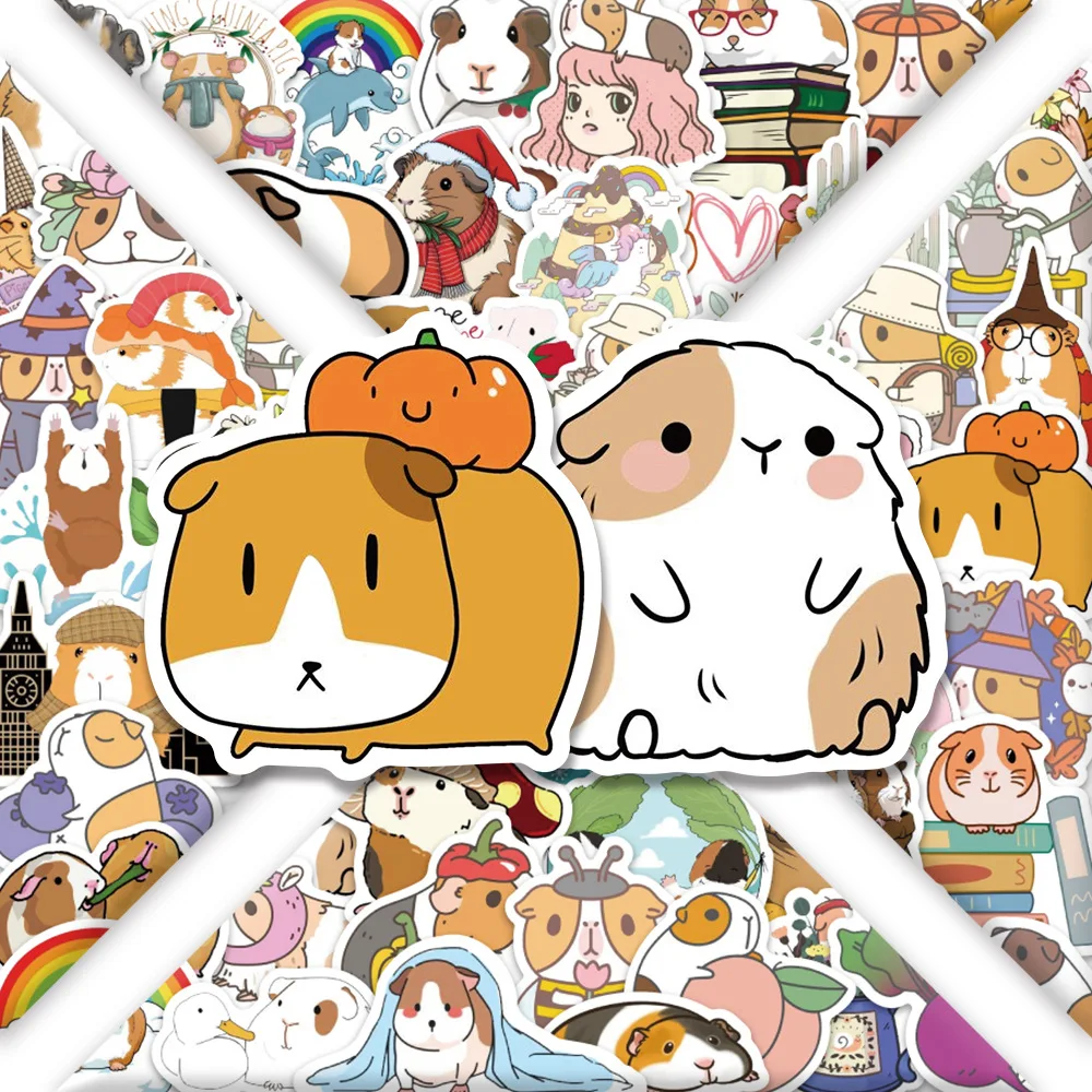 

10/30/60PCS Cute Guinea Pig Cartoon Cute Pet Stickers Waterproof Graffiti Decorative Decals for Stationery Box Water Cup Guitar