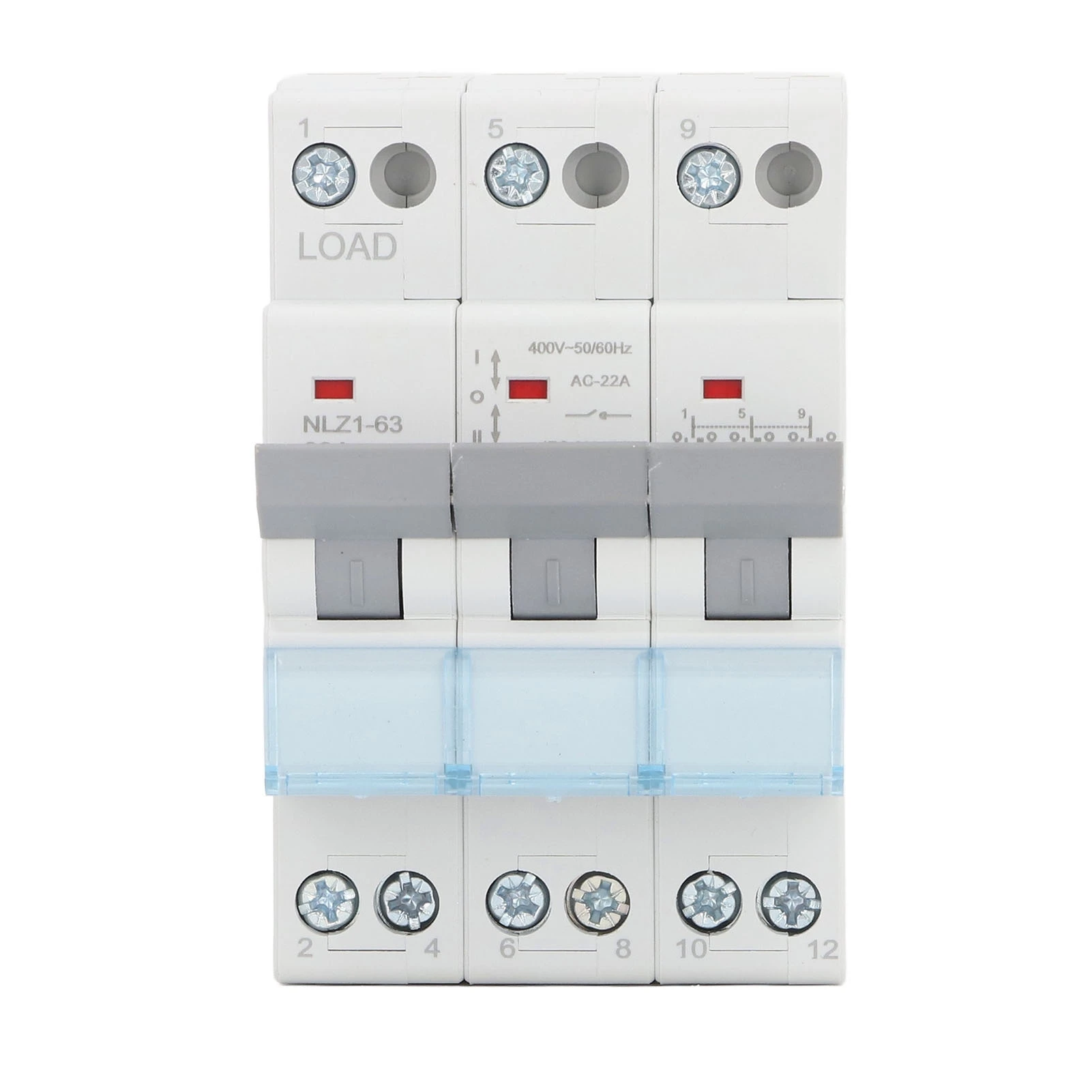 

Dual Power Manual Transfer Switch DIN Rail Mount 3P Interlock Circuit Breaker Isolating Switch 400VAC 63A