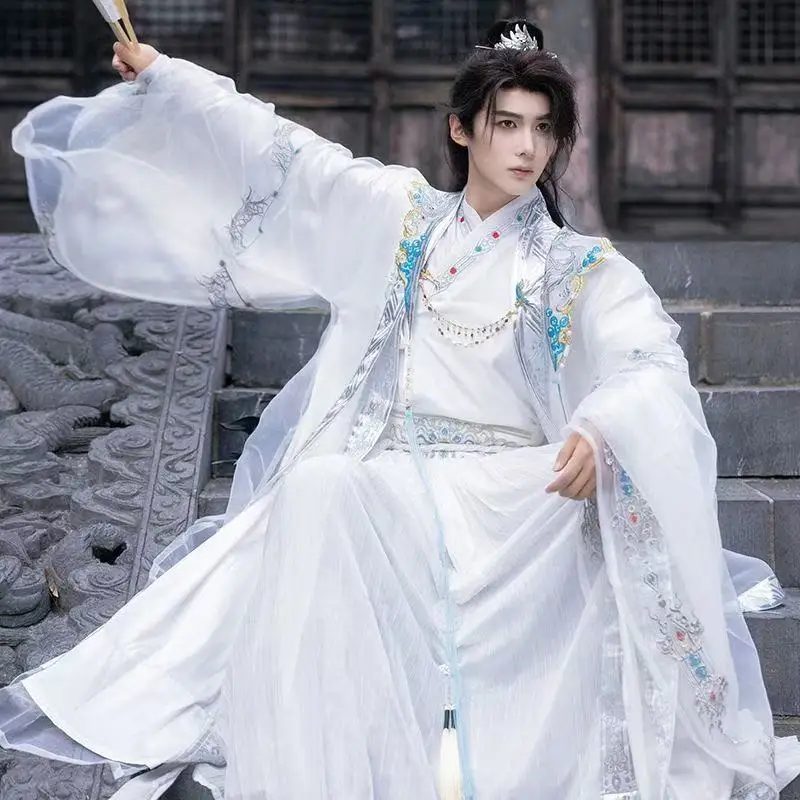 Men's Ancient Embroidery Hanfu Traditional Chinese God Master Cosplay Costume Classic Halloween Carnival Stage Clothing COS Boys - Image 5