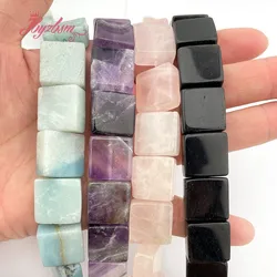 Natural Amazonite Amethyst Quartz Agates Beads Square DIY Stone Loose Strand 15 Inch For Bracelet Necklace Jewelry Making