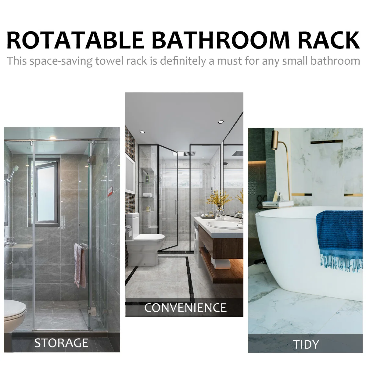 

Bathroom Towel Rack Wall-Mounted Punch-Free Aluminum Alloy Long-Lasting Deformation-Resistant Black Towel Rack