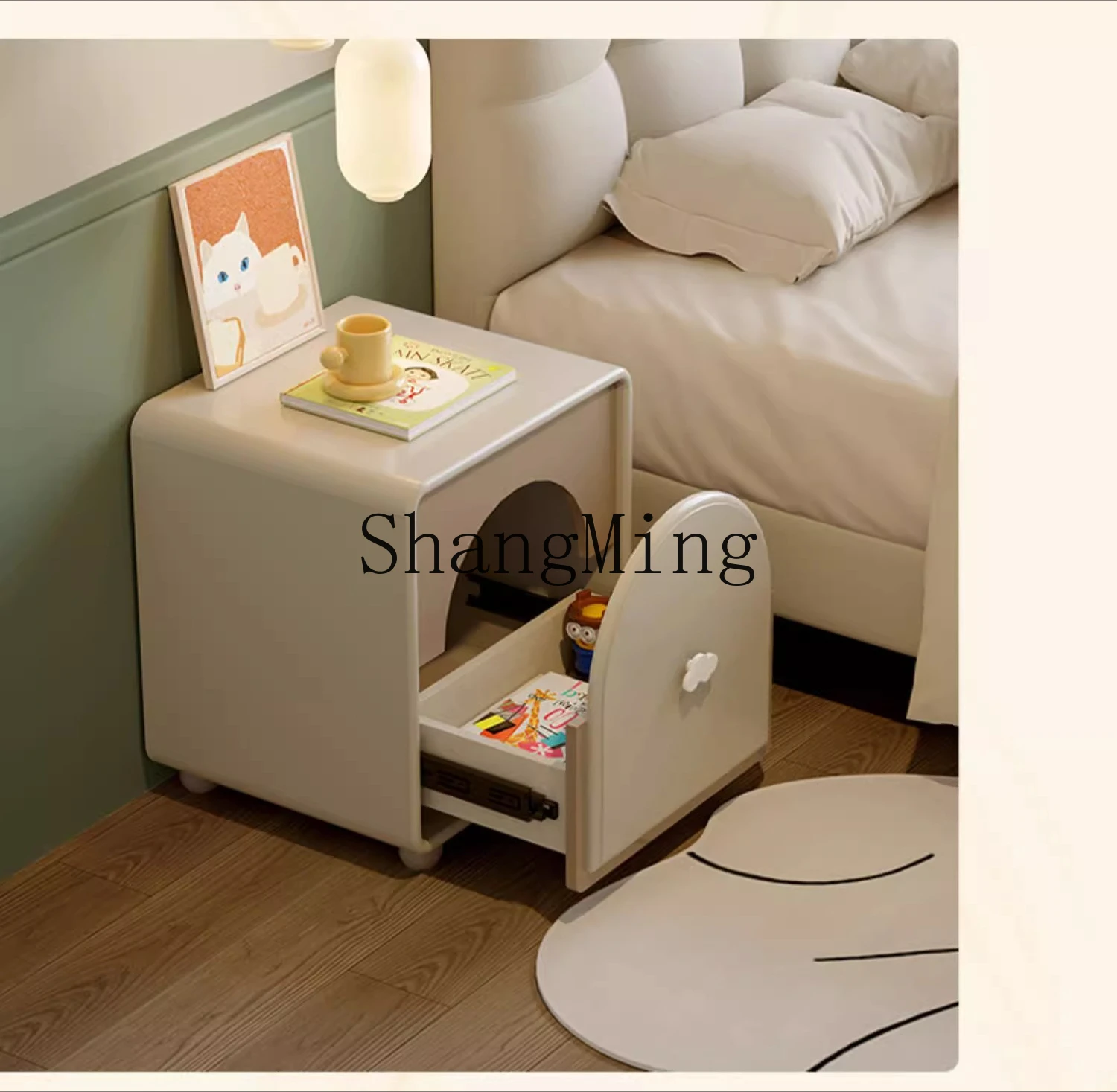 SM Cream Wind Bedroom Locker Practical Premium Sense Bedside Small Unit Bedside Table