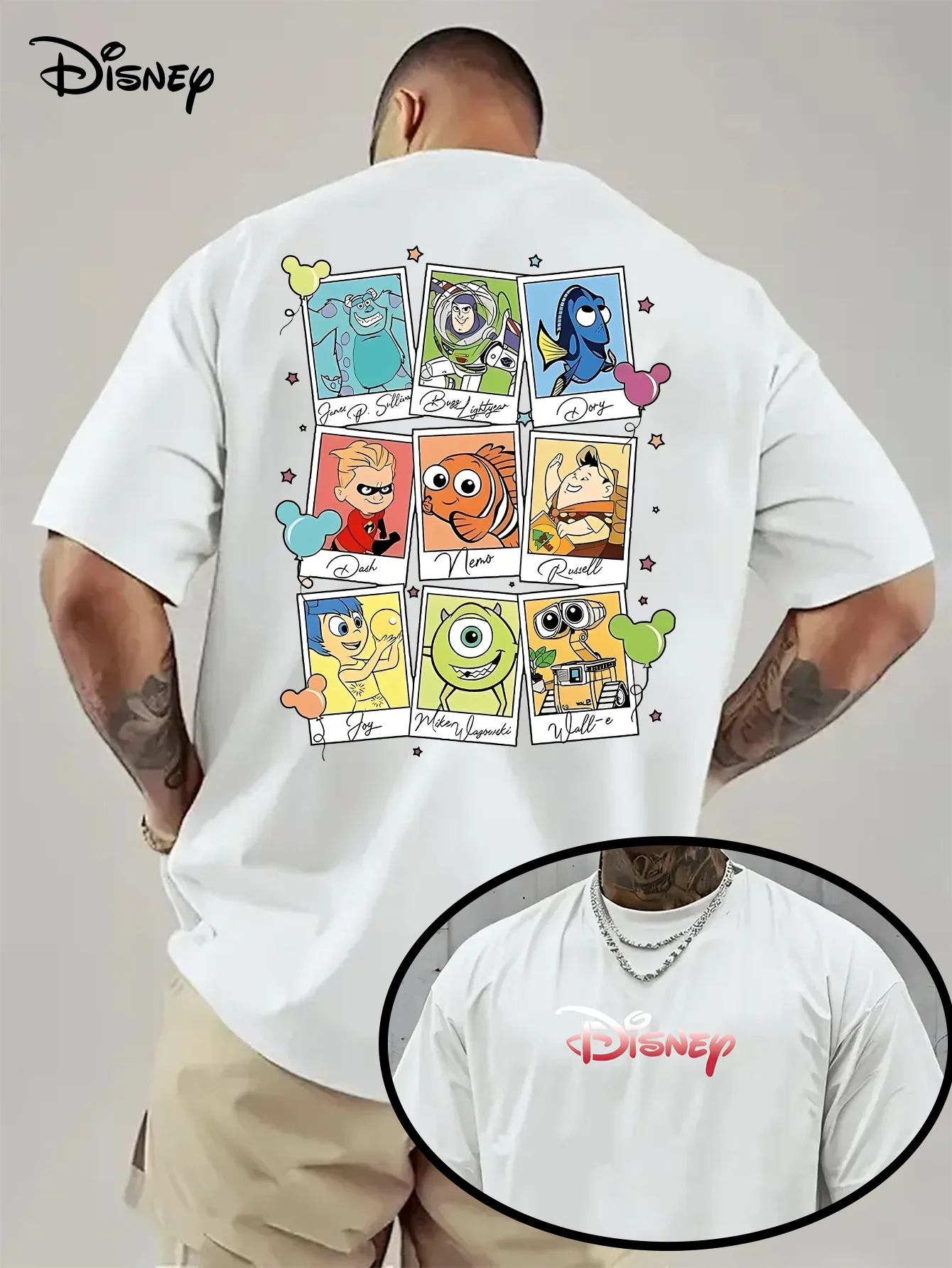 تي شيرت صيفي للرجال من Disney Pixar Toy Story ملابس ترفيهية يومية وأنشطة موضوعية للجنسين من القطن بأكمام قصيرة كبيرة الحجم