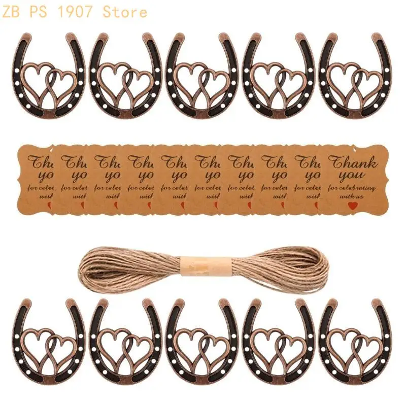 Set of 10 Alloy Horseshoes Pendant Keychain Pendant Metal Horseshoe for Wedding 55KA