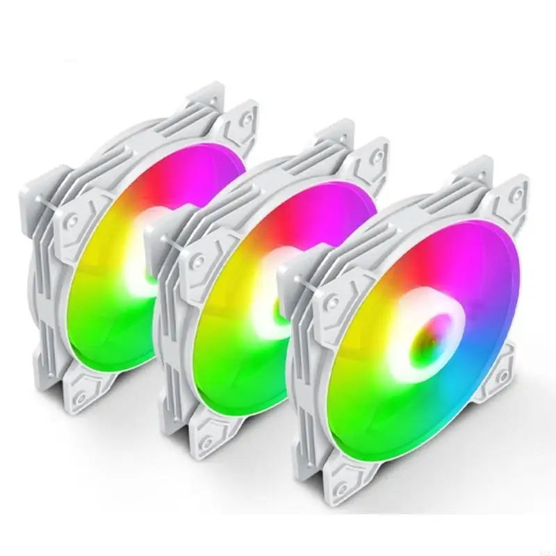 62KA Universal 12cm RGB Computer Case مروحة تبريد لحقيبة الكمبيوتر المكتبية، عمر طويل ومبرد سهل التركيب