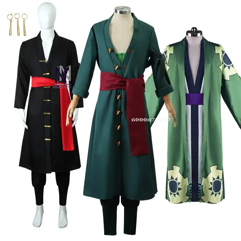 

Anime Hot Roronoa Zoro Cosplay Costume Uniform Green Budget-Friendly Roronoa Exclusive Design Halloween Men Clothes Photo-Ready