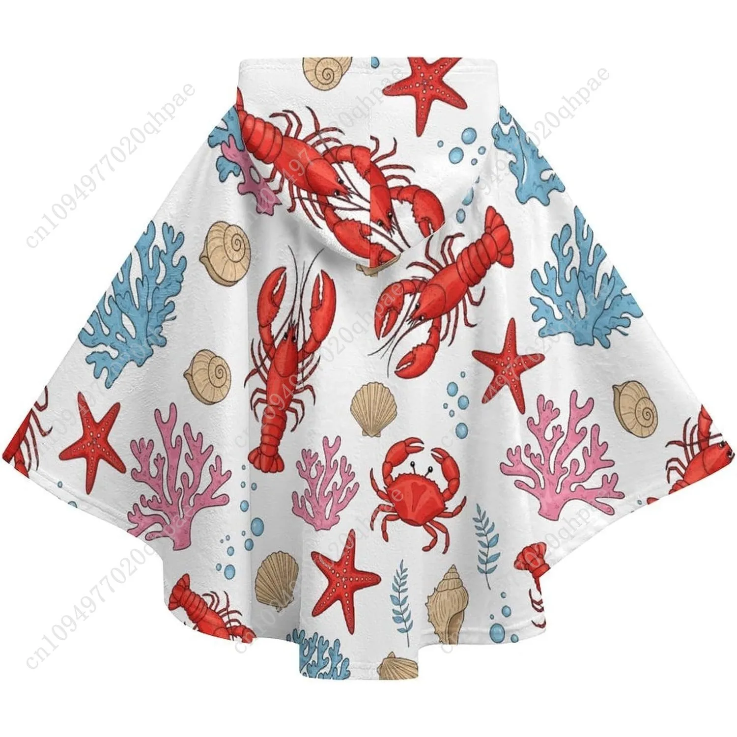 سترة بطانية مريحة من الفلانيل، سترة كبيرة الحجم بنمط الحياة البحرية مع جيوب للأطفال والمراهقين #6