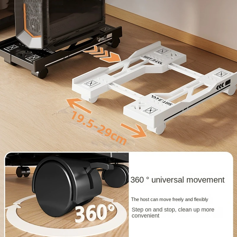 حامل وحدة المعالجة المركزية المحمول القابل للتعديل، حامل برج الكمبيوتر التهوية، حامل برج الكمبيوتر مع 4 عجلات تناسب معظم أجهزة الكمبيوتر، تحت حامل المكتب #3