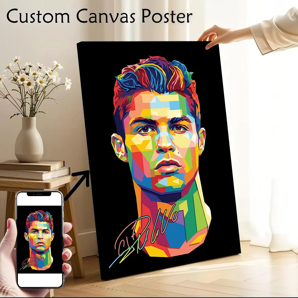 Cristiano Ronaldo Pop Art Portrait Printed Canvas Poster Personalized High Quality Wall Art Paintings for Bedroom Accessories