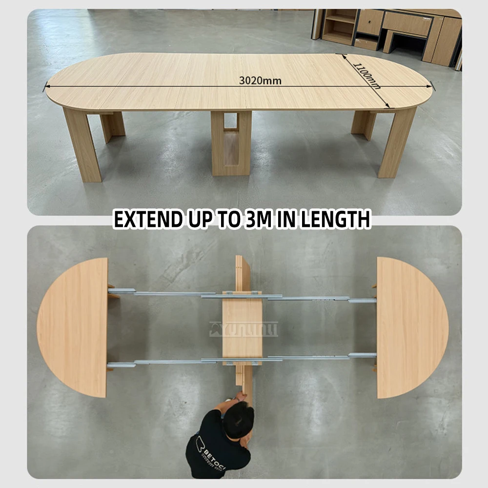Extendable Table Slides/Rails, 3-Meter Extra-Long Dining Table Extension Rails, Heavy-Duty Sliding Track Hardware Fittings