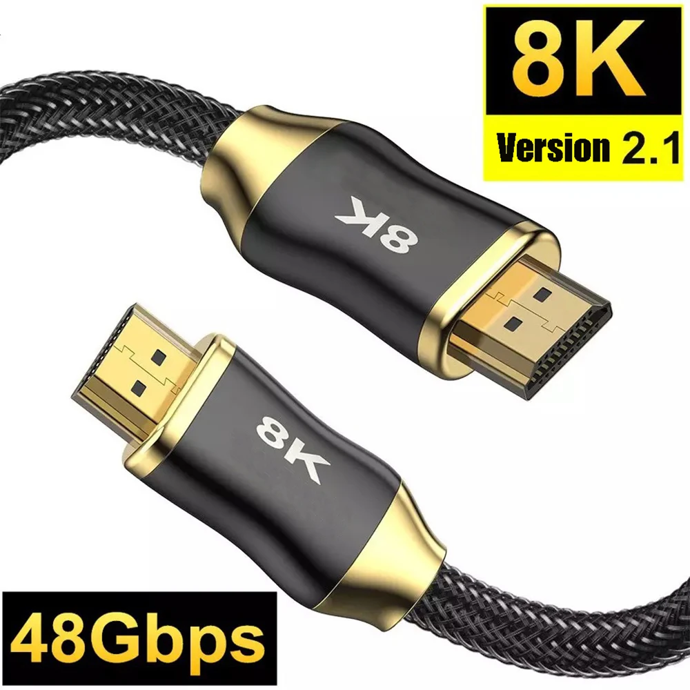 HDMI-compatible 2.1 Cable 8K 60Hz 4K 120Hz for Xiaomi Mi Box 48Gbps 8K Digital Cables HDR eARC for PS5 PS4 Apple TV Projector