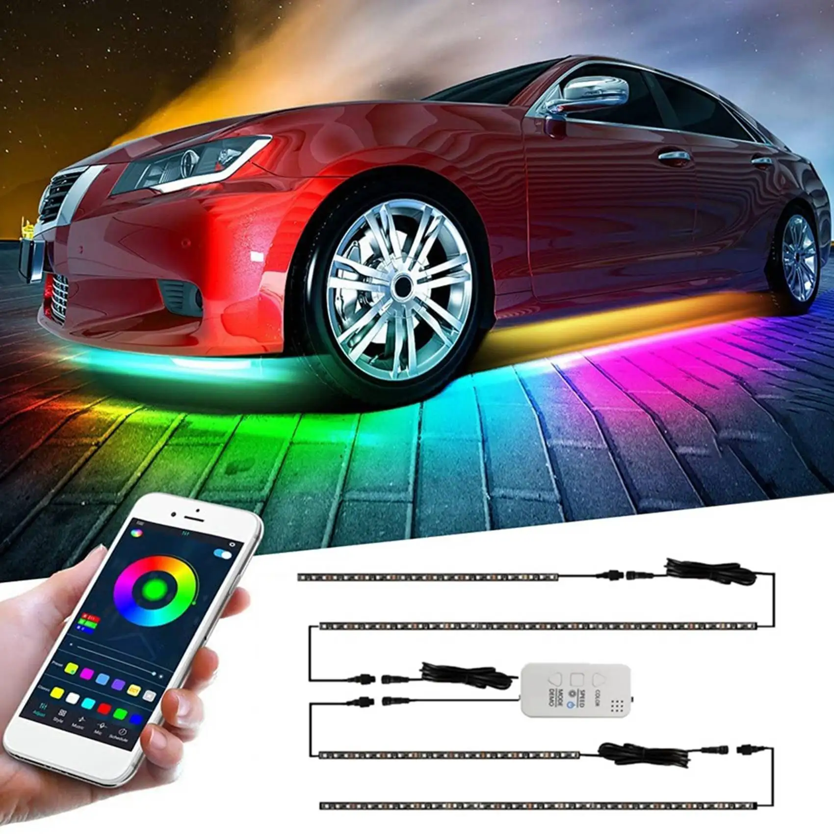 Car Symphony Chassis Light Voice Control APP Colorful Streaming Marquee Trim Light Atmosphere Light for SUV