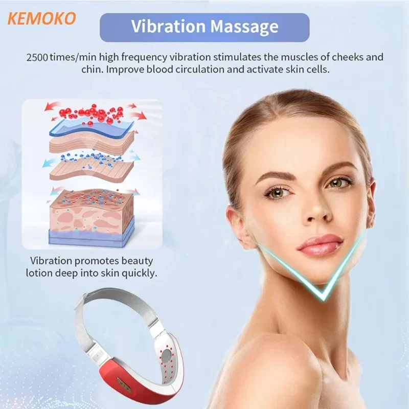 V Face Lifting Device, LED Photon Therapy, Emagrecimento Facial, V-line Massager, Facial Aquecida, Duplo Chin Eliminator, Pele Flácida Reduzir