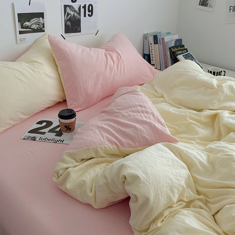 4pcs 100% Cotton 60pcs Bedding Solid Color Duvet Cover 150x200 180x220 220x240 Duvet Cover Summer Autumn