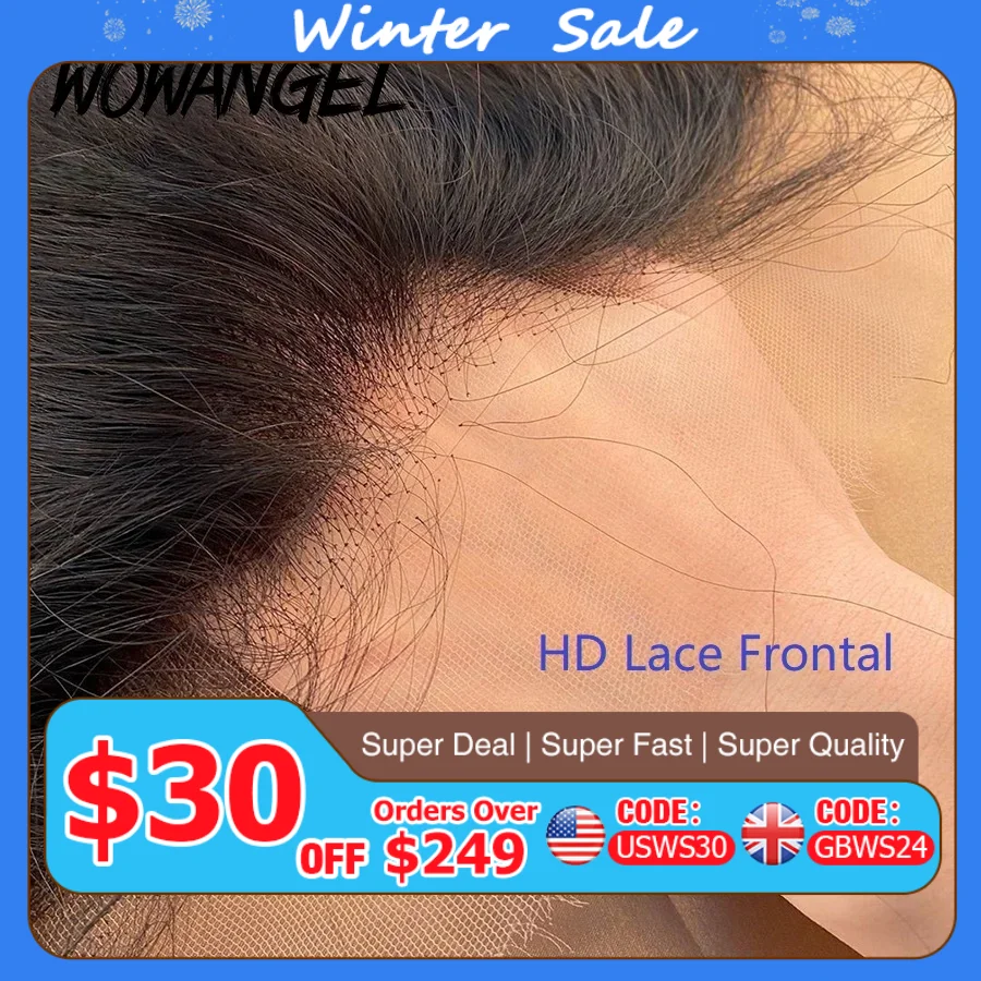 

Wow Angel 13x6 HD lace Frontal Invisible HD Transparent Lace Melt Skins Straight 13x4 HD Lace Only Human Hair Remy Pre Plucked