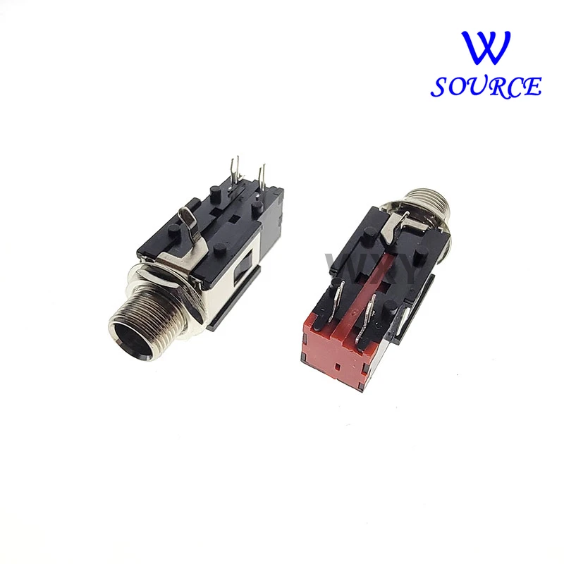 

1/4" 6.35mm Headphone Socket Mono Female Jack Thread Lock PCB Panel Mount Connector Microphone Chassis Audio Adapter