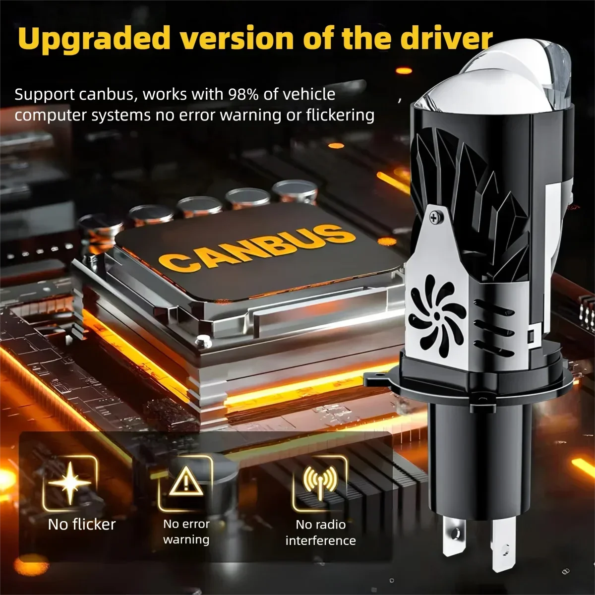 H4 LED Mini Projector Motorcycle Lens LED Car Headlight Bulb 20000LM 80W Auto Bulb H4 High Low Light Fog lamp bulb 12V A6T