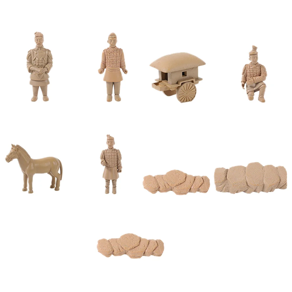 

Ancient China Terracotta Warriors Horses Small Ornaments Soldier Statue Decor Desktop PVC Craft Figurine Indoor Tabletop