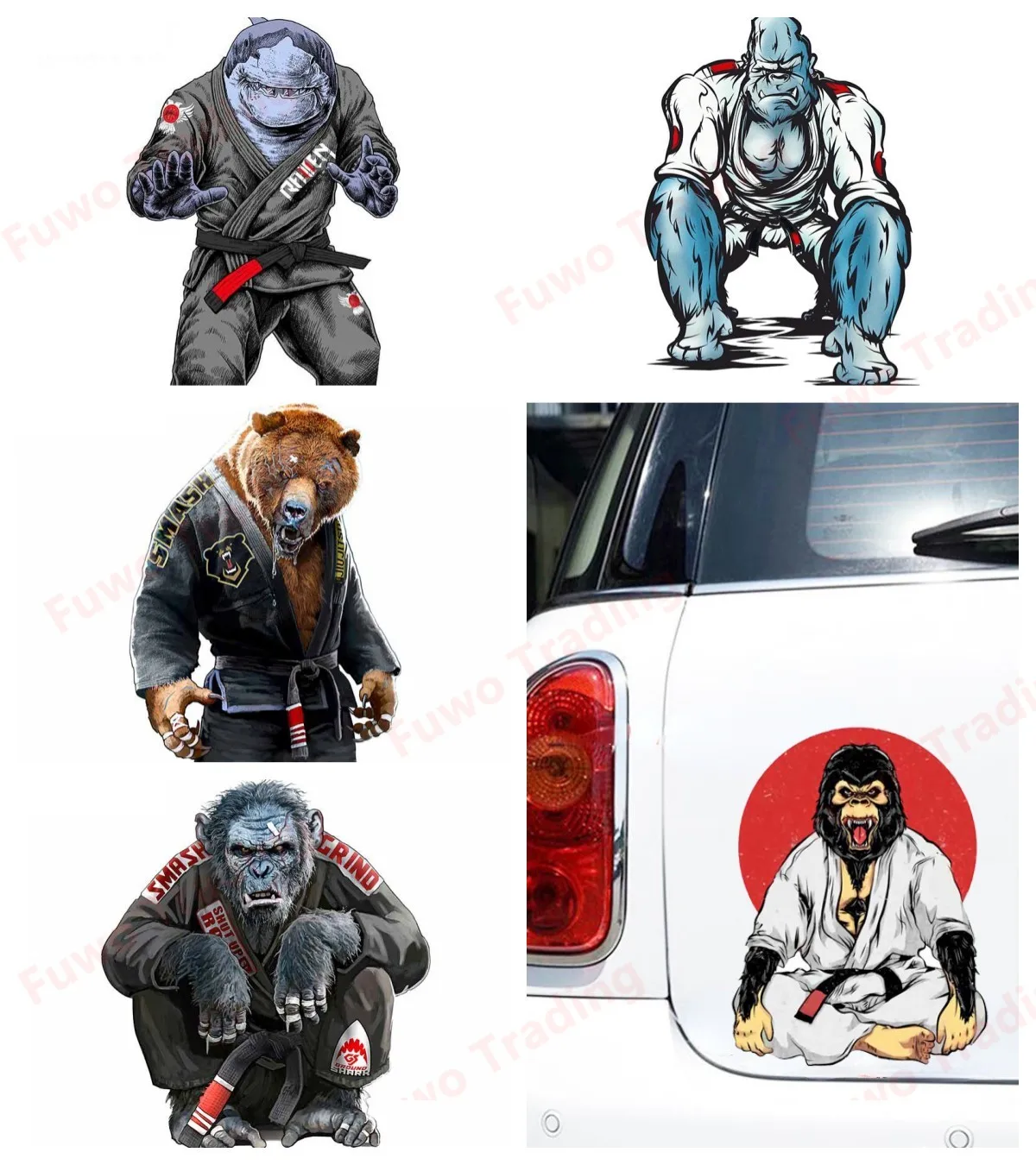 Best-selling The Gentle Art of Jiu Jitsu Chimp Vinyl Car Stickers SUV Fine Window Decal Custom Printing Decor