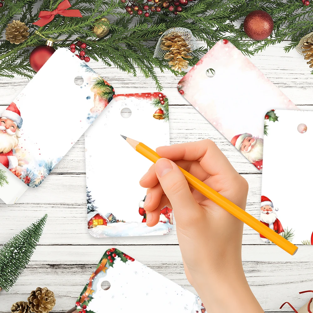 40шт, рождественские бирки, подарочные этикетки, украшения для вечеринок, сделай сам, упаковочные украшения, поздравительные открытки, праздничные открытки, джутовый шпагат