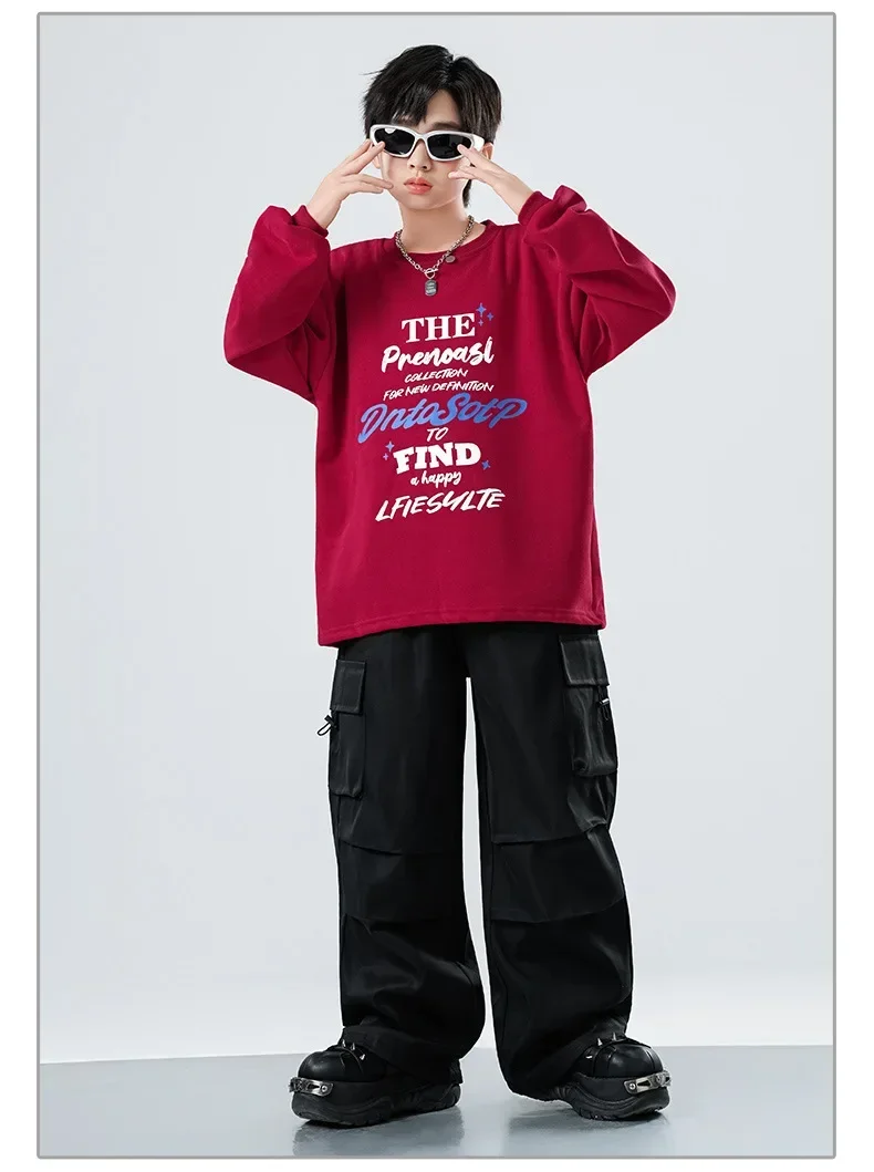 Hip-Hop-Kostüme für Kinder, Streetwear für Jungen und Mädchen, Jazz-Tanz-Outfits für Kinder, lässiges Sport-Hip-Hop-Set für Bühnenauftritte. – Detail 7