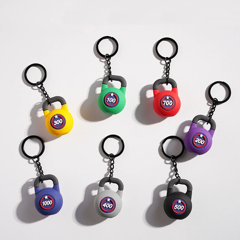 Kettlebell Key chain Fitness Keychain Gym Lover Weightlifting Keyring Silicone Gym Gifts Workout  Bag Charm