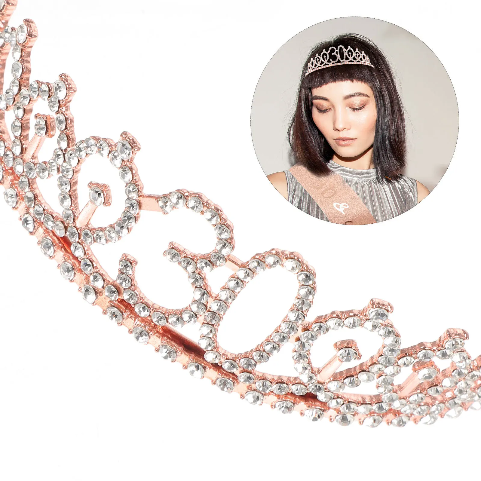 

1 Set Birthday Sash Pearl Pin 30Th Party Decorations Women Supplies Photo Props Crowns Tiaras 30Th Birthday Sash Tiaras