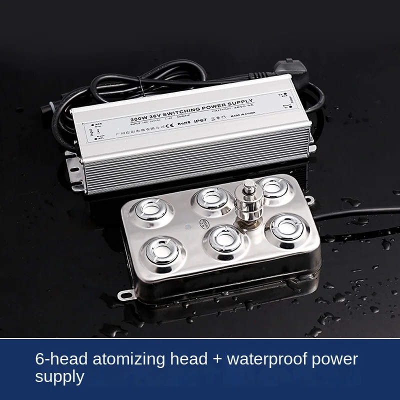 Mesin semprot kabut pemandangan kolam renang DC48V baja tahan karat pengabut termasuk catu daya tahan air